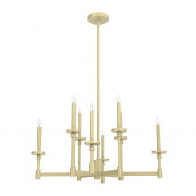 Hunter 19053 - Hunter Briargrove Modern Brass 8 Light Large Chandelier Ceiling Light Fixture