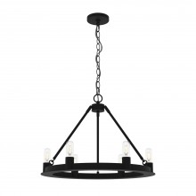 Hunter 19033 - Hunter Saddlewood Natural Black Iron 6 Light Medium Chandelier Ceiling Light Fixture