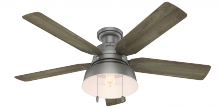  59311 - Hunter 52 in Mill Valley Matte Silver Low Profile Damp Rated Ceiling Fan w/ LED LT Kit & Pull Chain