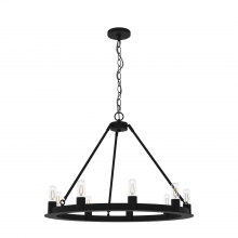 Hunter 19030 - Hunter Saddlewood Natural Black Iron 9 Light Large Chandelier Ceiling Light Fixture