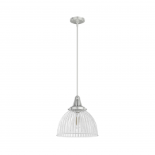 Hunter 19349 - Hunter Cypress Grove Brushed Nickel with Clear Holophane Glass 1 LT Pendant Ceiling LT Fixture