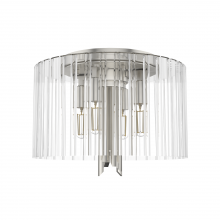 Hunter 19691 - Hunter Gatz Brushed Nickel with Clear Fluted Glass 4 Light Flush Mount Ceiling Light Fixture