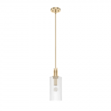 Hunter 19791 - Hunter Gatz Alturas Gold with Clear Fluted Glass 1 Light Pendant Ceiling Light Fixture