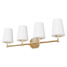 Hunter 19884 - Hunter Nolita Alturas Gold with Cased White Glass 4 Light Bathroom Vanity Wall Light Fixture