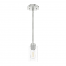 Hunter 19166 - Hunter Hartland Brushed Nickel with Seeded Glass 1 Light Pendant Ceiling Light Fixture