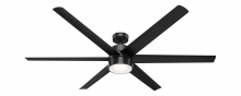 Hunter 59628 - Hunter 72 inch Solaria ENERGY STAR® Matte Black Damp Rated Ceiling Fan with LED Light Kit