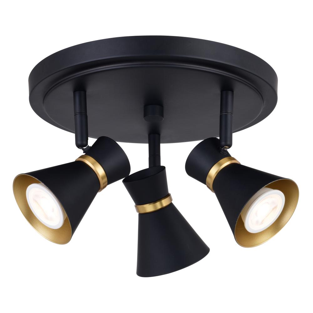 Alto 3 Light LED Directional Light Matte Black and Satin Brass