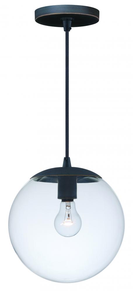 630 Series 10.75 in. Clear Glass Pendant Black Iron