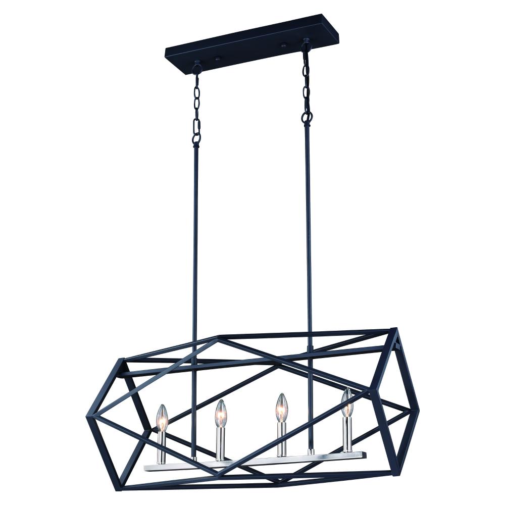 Hailey 4L Linear Chandelier Black Graphite and Satin Nickel