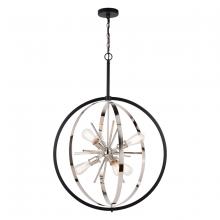 Vaxcel International P0342 - Estelle 26.75-in. 6 Light Orb Pendant Polished Nickel and Matte Black