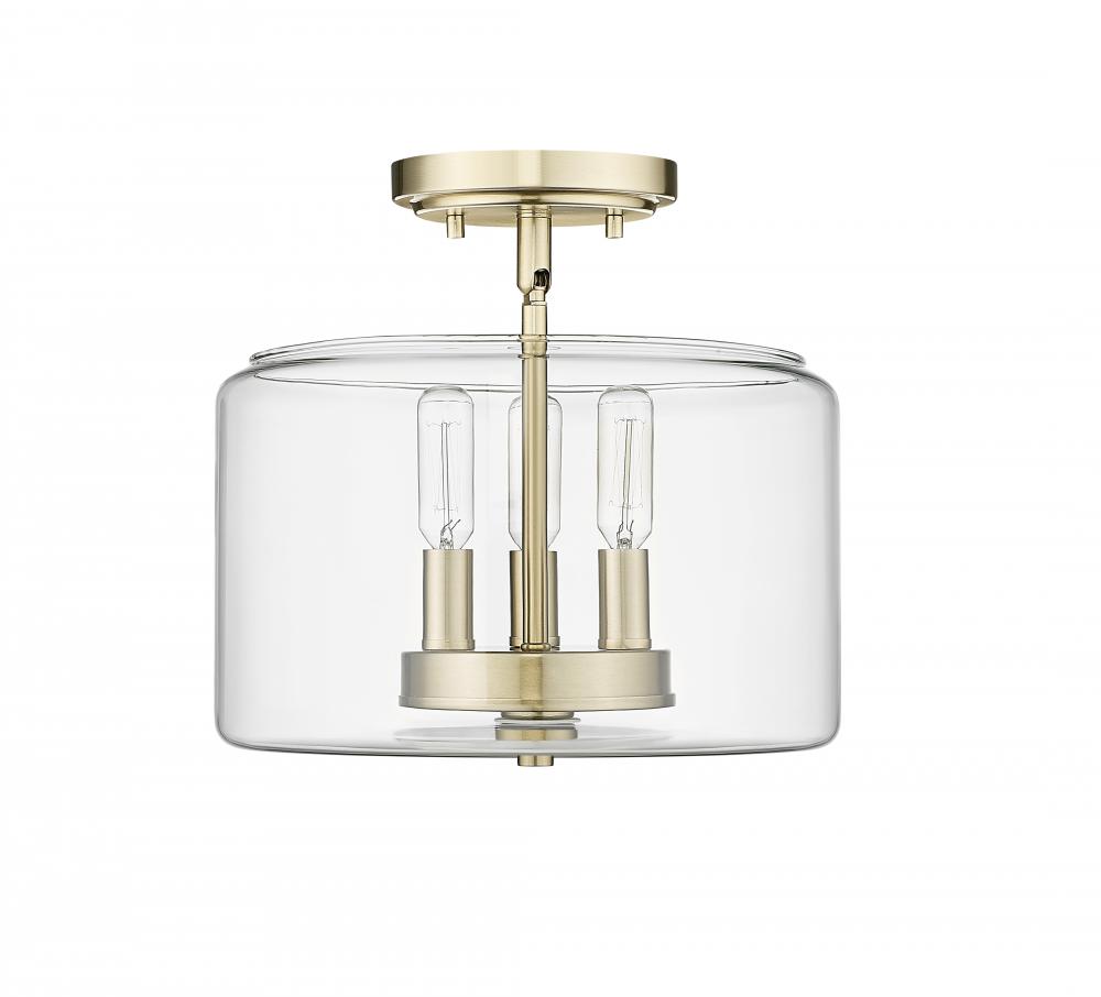 Asheville 3-Light Semi-Flush Ceiling Mount Modern Gold