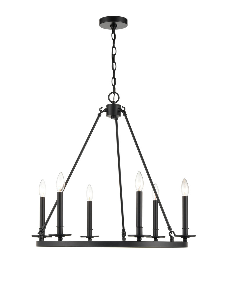 Florence 6-Light Chandelier Ceiling Light Matte Black