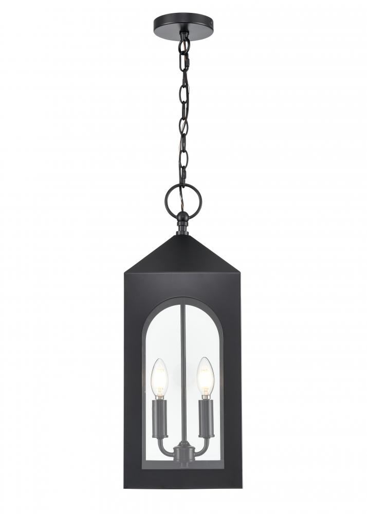 Bratton 2-Light Outdoor Hanging Lantern Powder Coated Black