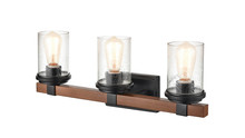  3803-MB/WG - Taos 3-Light Vanity Matte Black/Wood Grain