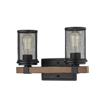  3532-MB/WG - Mesa 2-Light Vanity Matte Black/Wood Grain