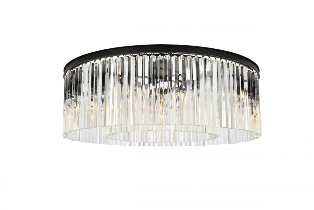 Sydney 10 light Matte Black Flush Mount Clear Royal Cut Crystal