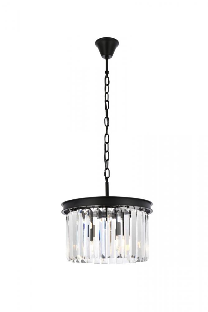 Sydney 3 Light Matte Black Pendant Clear Royal Cut Crystal