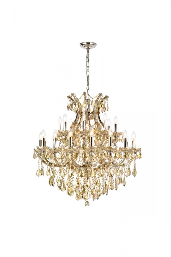 Maria Theresa 24 Light Golden Teak Chandelier Golden Teak (Smoky) Royal Cut Crystal