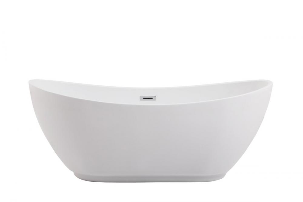 62 Inch Soaking Bathtub in Glossy White