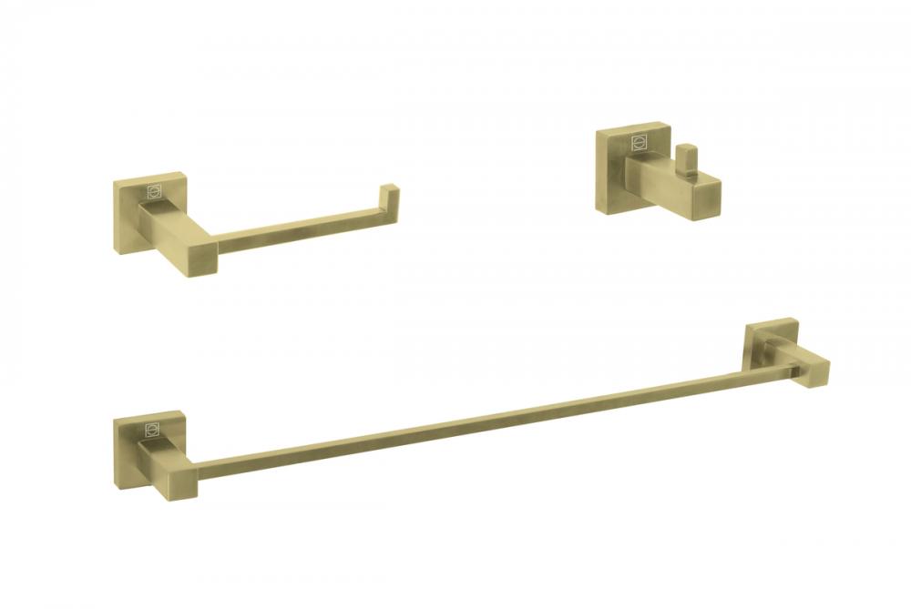 Isla 3-piece Bathroom Hardware Set in Brushed Gold