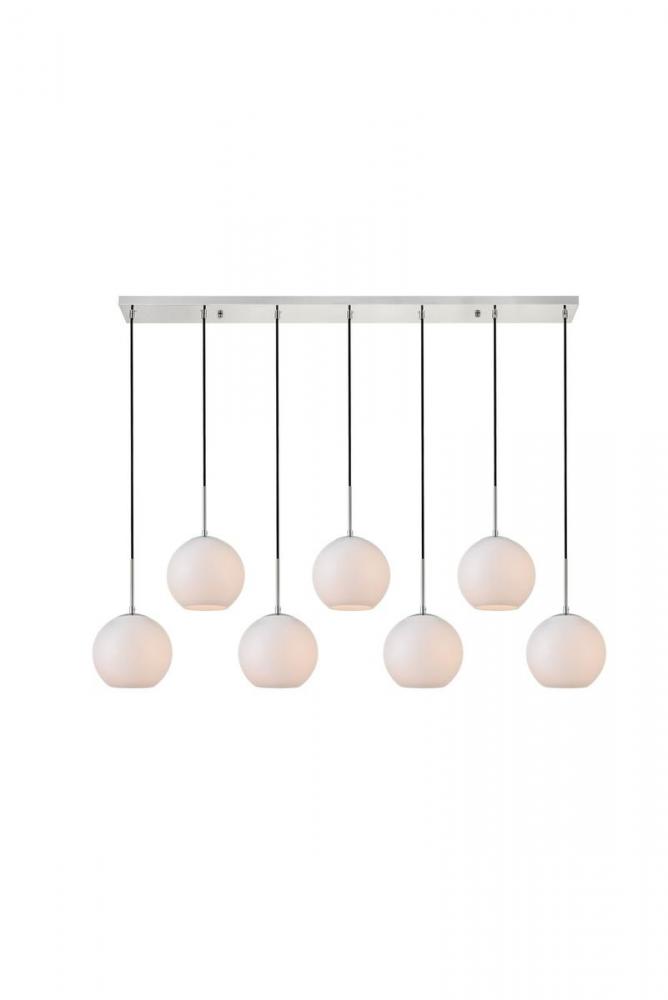 Baxter 7 Lights Chrome Pendant With Frosted White Glass