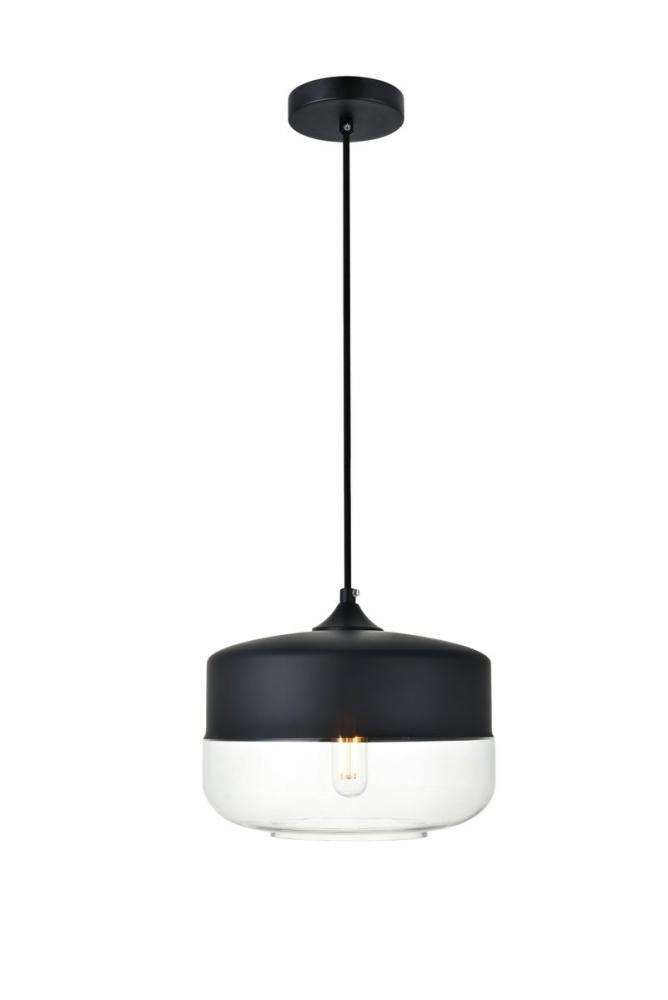 Ashwell 1 Light Black Pendant With Clear Glass