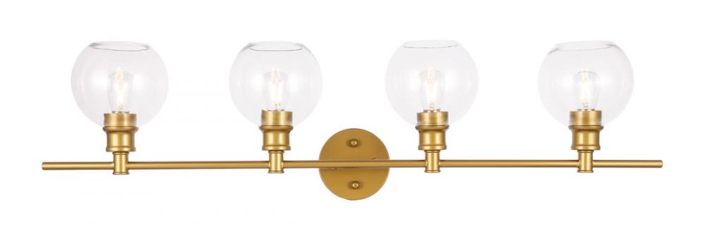 Collier 4 light Brass and Clear glass Wall sconce