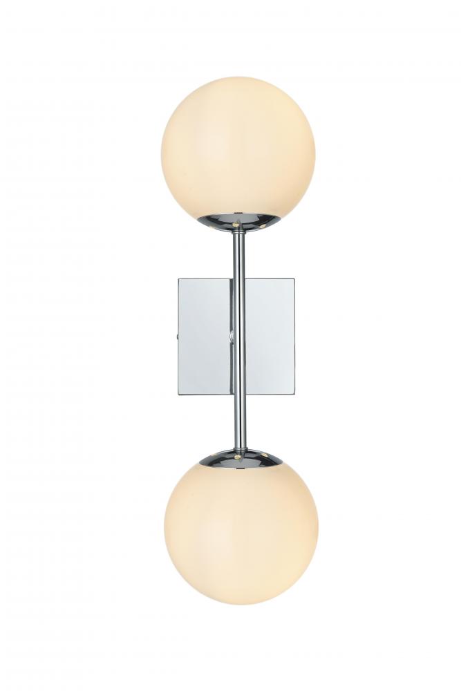 Neri 6 Inch Wall Sconce White Shade in Chrome