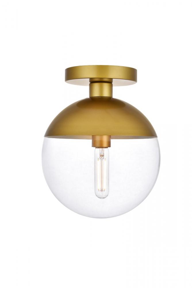 Eclipse 1 Light Brass Flush Mount With Clear Glass