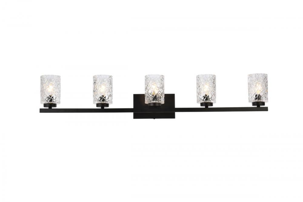 Cassie 5 lights bath sconce in black with clear shade