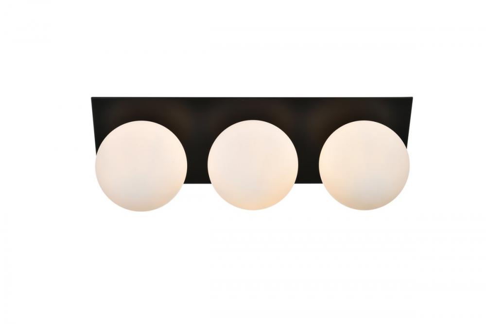 Jillian 3 light Black and frosted white Bath Sconce