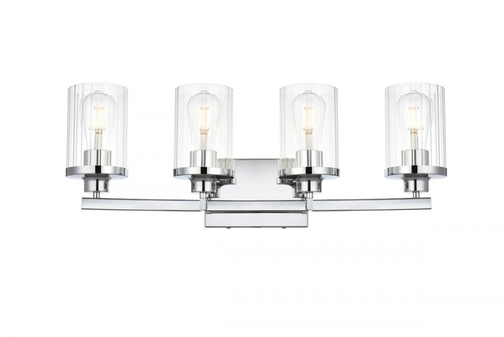 Saanvi 4 light Chrome and Clear Bath Sconce