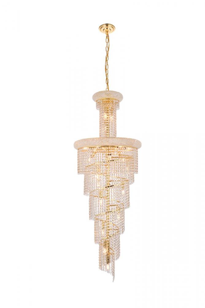 Spiral 22 Light Gold Chandelier Clear Royal Cut Crystal