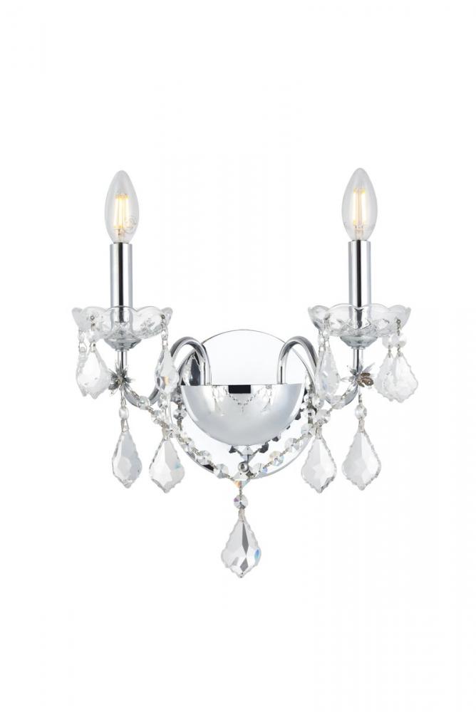 St. Francis 2 Light Chrome Wall Sconce Clear Royal Cut Crystal