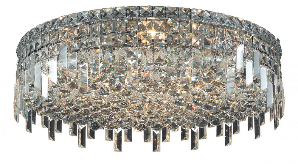 MaxIme 9 Light Chrome Flush Mount Clear Royal Cut Crystal