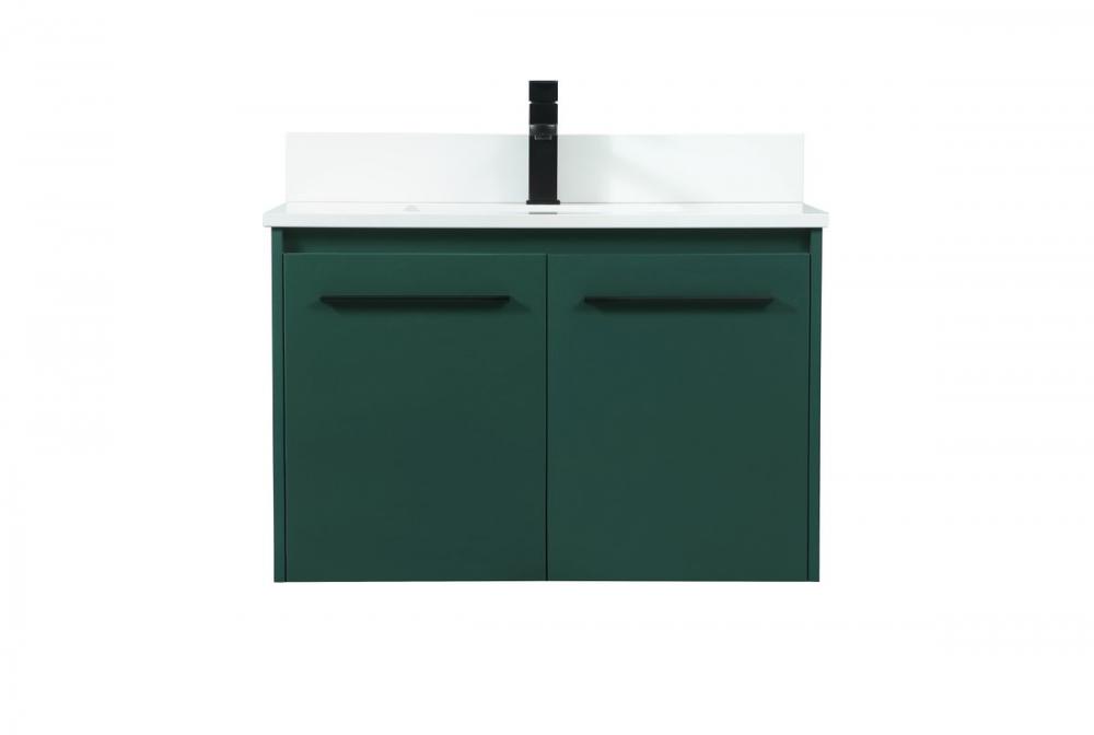 30 inch Single bathroom vanity in green with backsplash