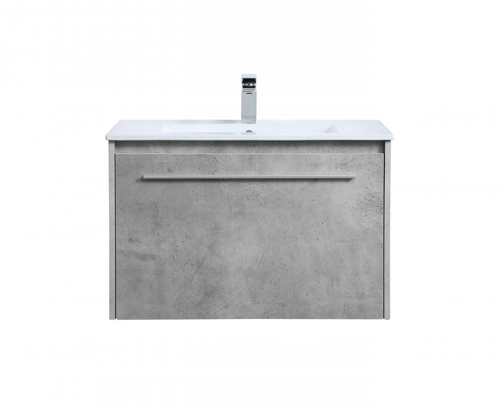 30 inch  Single Bathroom Floating Vanity in Concrete Grey