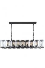  1212D60FB - Monaco 18 Light Flat Black (Matte) Chandelier Clear Glass Crystal