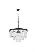 Elegant 1231D26MB/RC - Sydney 9 light Matte Black Chandelier Clear Royal Cut Crystal