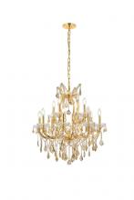 Elegant 2800D27G-GT/RC - Maria Theresa 13 Light Gold Chandelier Golden Teak (Smoky) Royal Cut Crystal