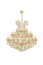 Elegant 2800G52G-GT/RC - Maria Theresa 41 Light Gold Chandelier Golden Teak (Smoky) Royal Cut Crystal