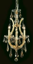 Elegant 2801D12G-GT/RC - Maria Theresa 4 Light Gold Chandelier Golden Teak (Smoky) Royal Cut Crystal