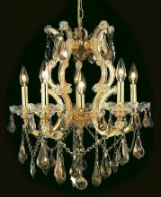 Elegant 2801D20G-GT/RC - Maria Theresa 6 Light Gold Chandelier Golden Teak (Smoky) Royal Cut Crystal