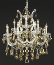  2801D27C-GT/RC - Maria Theresa 13 Light Chrome Chandelier Golden Teak (Smoky) Royal Cut Crystal