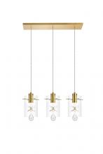 Elegant 5202D24G - Hana 3 Lights Gold Pendant