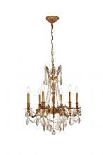  9206D23FG-GT/RC - Rosalia 6 Light French Gold Chandelier Golden Teak (Smoky) Royal Cut Crystal