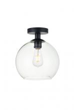 Elegant LD2210BK - Baxter 1 Light Black Flush Mount With Clear Glass