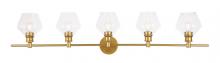 Elegant LD2324BR - Gene 5 light Brass and Clear glass Wall sconce