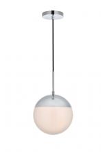 Elegant LD6034C - Eclipse 1 Light Chrome Pendant With Frosted White Glass