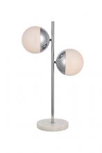 Elegant LD6154C - Eclipse 2 Lights Chrome Table Lamp With Frosted White Glass